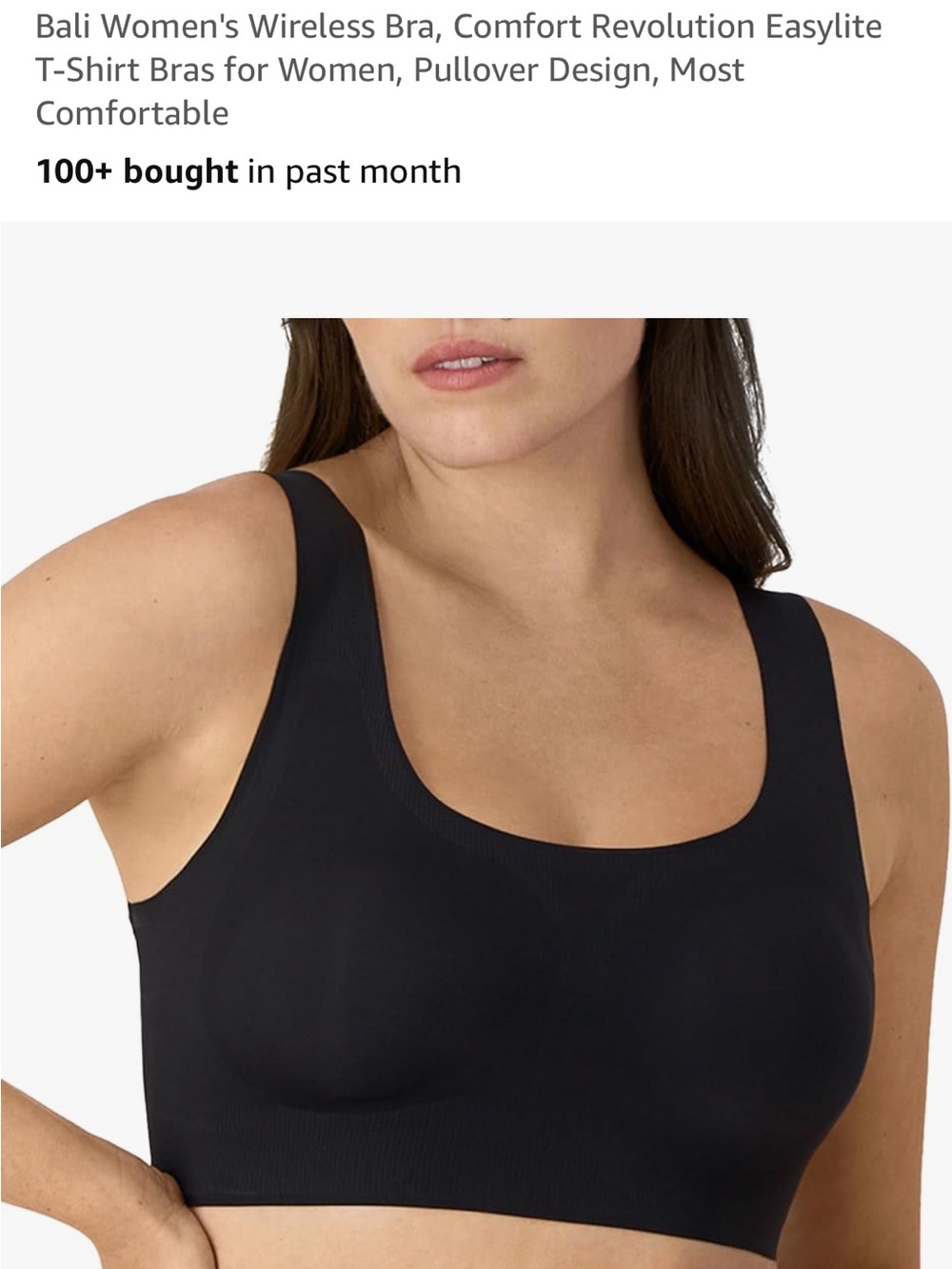 Bali Smooth Wireless Scoop Bralette in Black - Picture 2 of 7